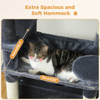 Large Multi-Level Cat Tree Tower | Indoor Cat Condo with Hammock & Scratching Posts