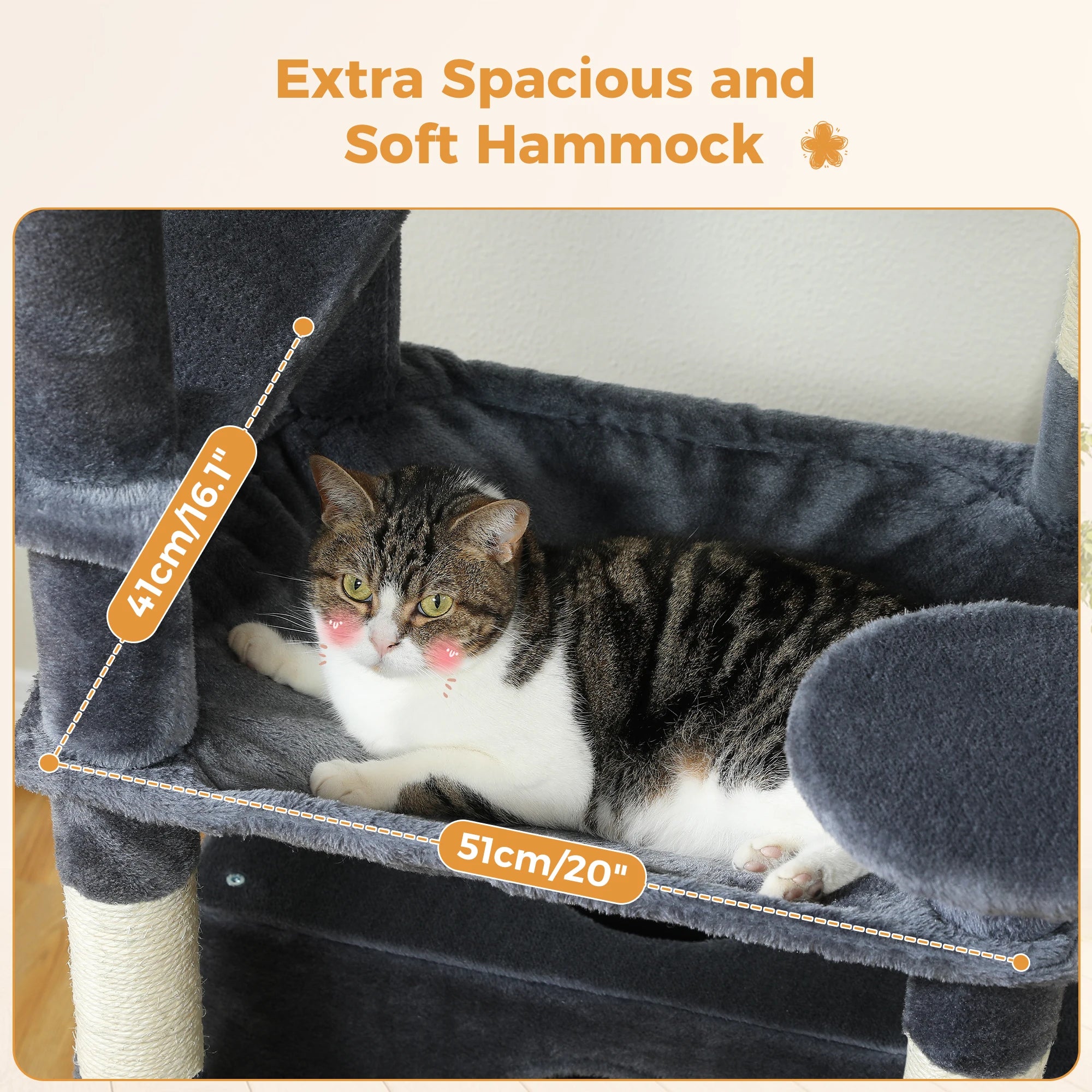 Large Multi-Level Cat Tree Tower | Indoor Cat Condo with Hammock & Scratching Posts