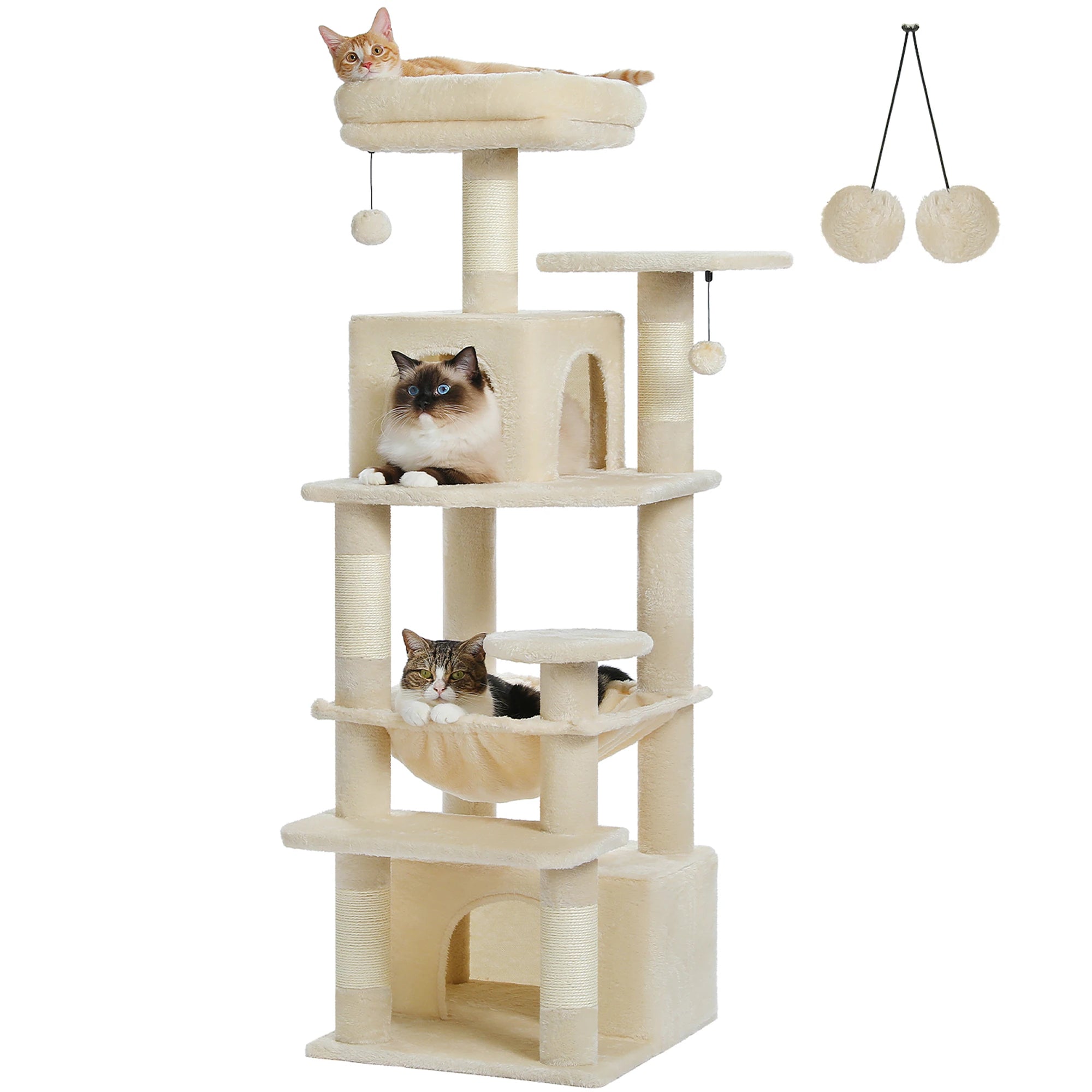 Large Multi-Level Cat Tree Tower | Indoor Cat Condo with Hammock & Scratching Posts