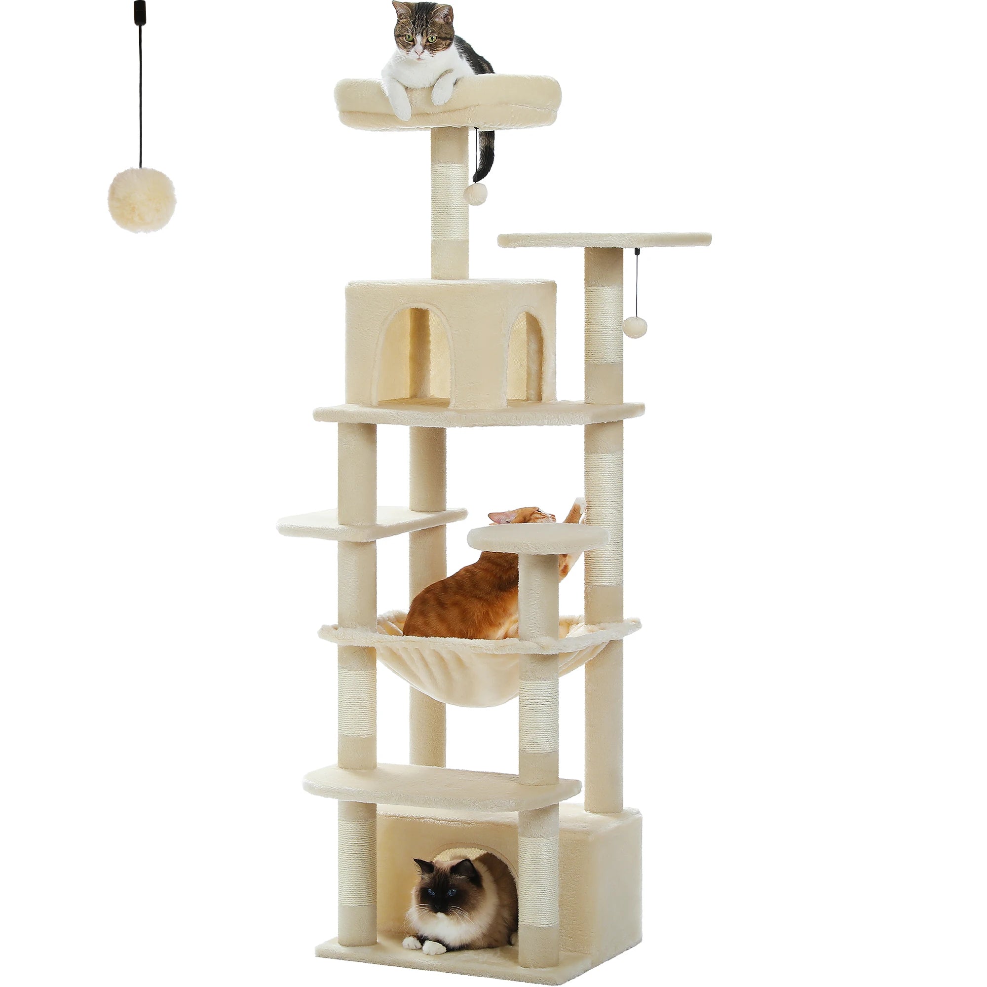 Large Multi-Level Cat Tree Tower | Indoor Cat Condo with Hammock & Scratching Posts