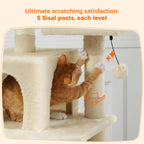 Large Multi-Level Cat Tree Tower | Indoor Cat Condo with Hammock & Scratching Posts