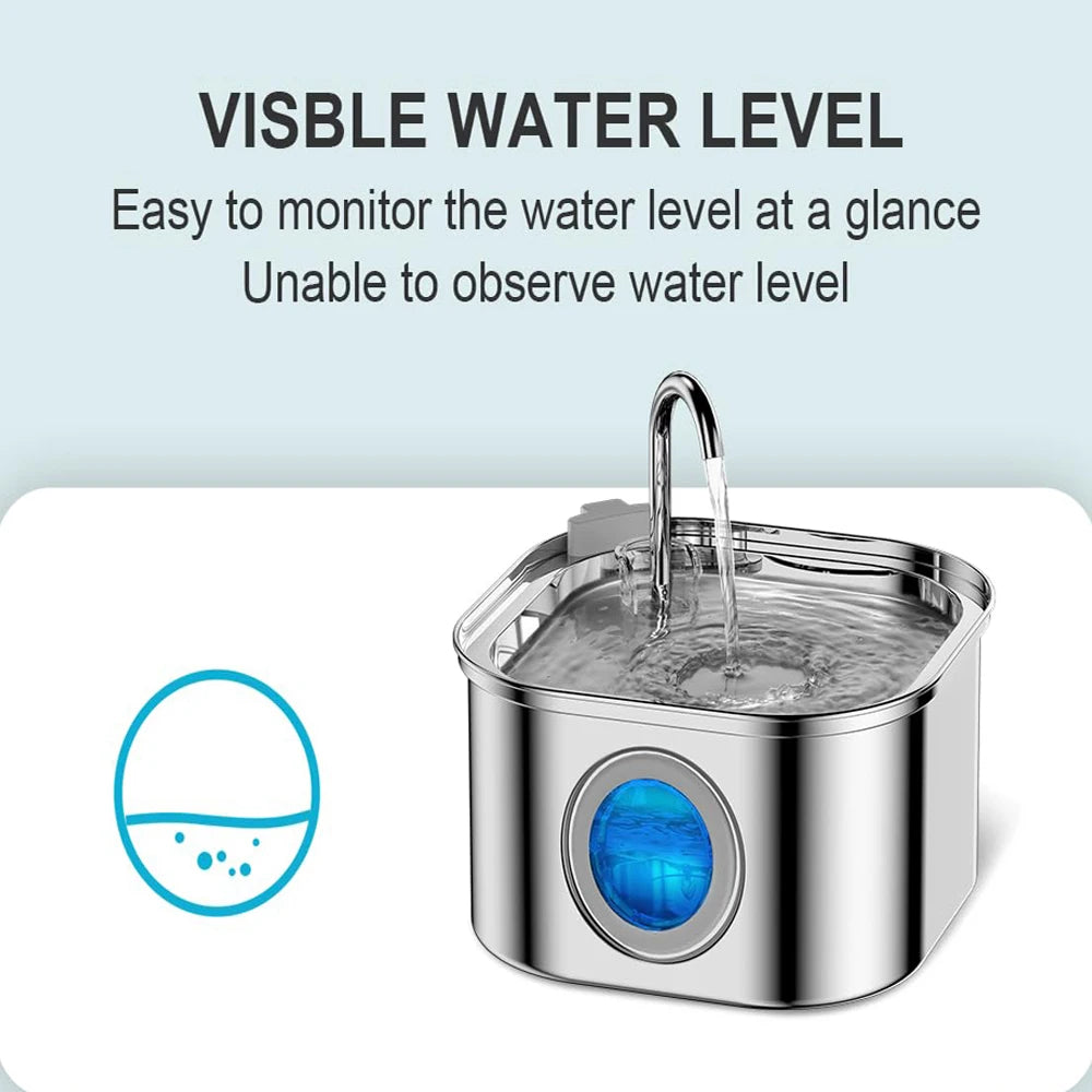 Stainless Steel Pet Water Fountain | Automatic Filtered Drinking Fountain for Cats & Dogs