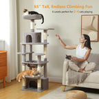 Large Multi-Level Cat Tree Tower | Indoor Cat Condo with Hammock & Scratching Posts