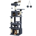 Large Multi-Level Cat Tree Tower | Indoor Cat Condo with Hammock & Scratching Posts