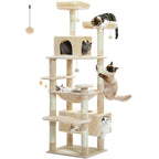 Large Multi-Level Cat Tree Tower | Indoor Cat Condo with Hammock & Scratching Posts