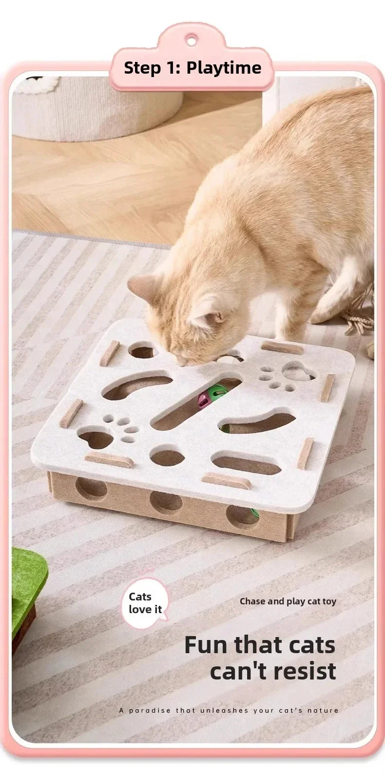 Interactive Cat Puzzle Box Toy | Felt Exercise & Entertainment for Indoor Cats
