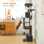 Large Multi-Level Cat Tree Tower | Indoor Cat Condo with Hammock & Scratching Posts