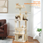 Large Multi-Level Cat Tree Tower | Indoor Cat Condo with Hammock & Scratching Posts