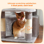 Large Multi-Level Cat Tree Tower | Indoor Cat Condo with Hammock & Scratching Posts