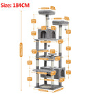 Large Multi-Level Cat Tree Tower | Indoor Cat Condo with Hammock & Scratching Posts