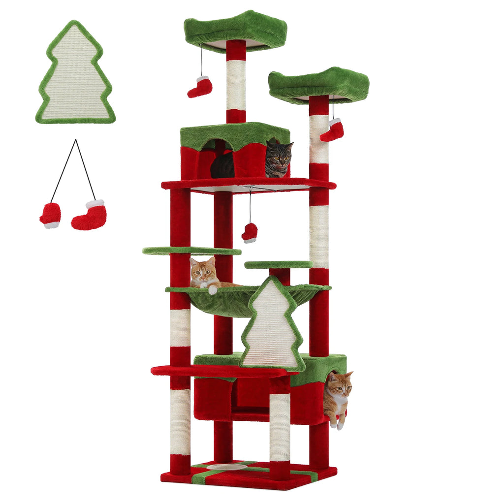 Large Multi-Level Cat Tree Tower | Indoor Cat Condo with Hammock & Scratching Posts