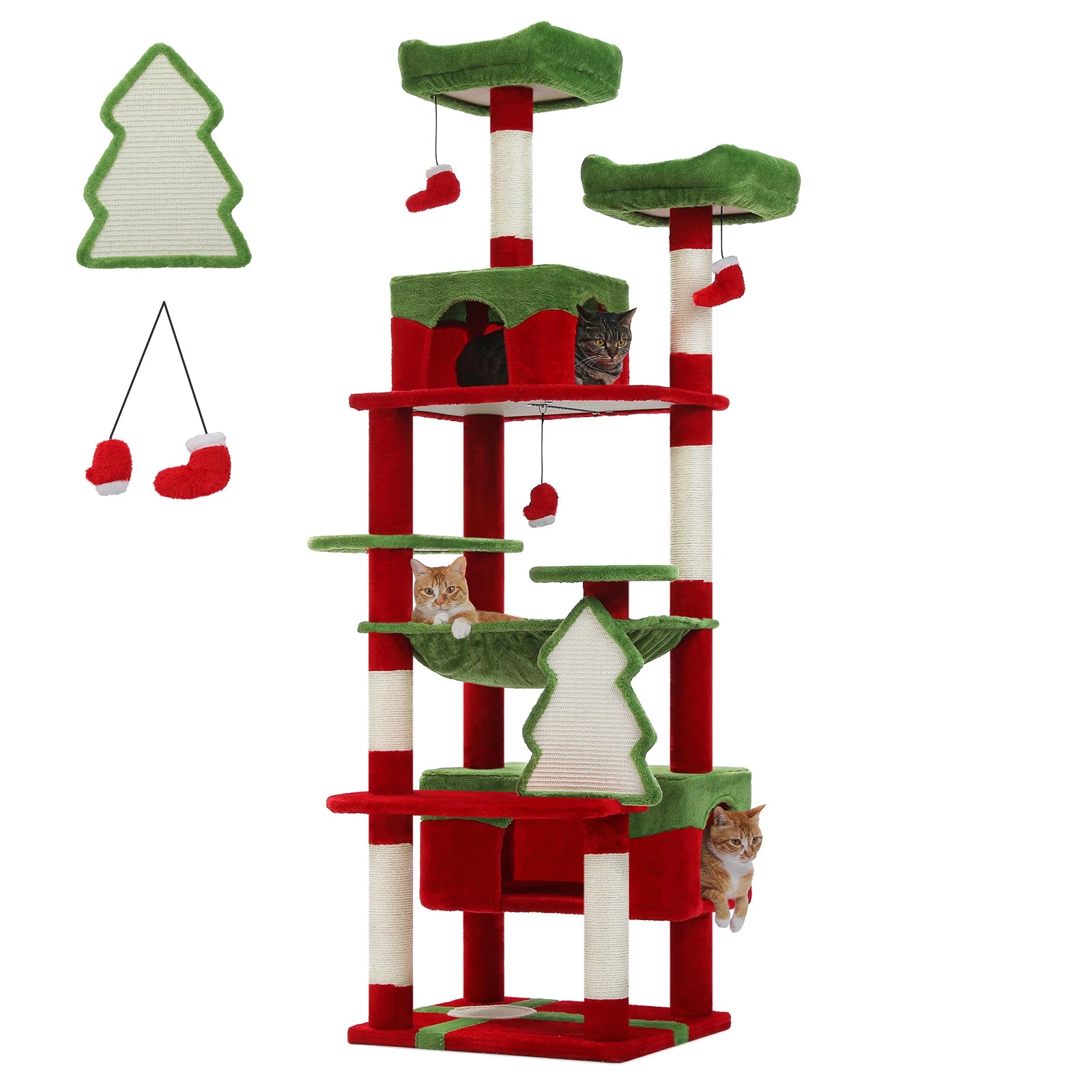Large Multi-Level Cat Tree Tower | Indoor Cat Condo with Hammock & Scratching Posts