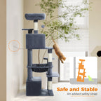 Large Multi-Level Cat Tree Tower | Indoor Cat Condo with Hammock & Scratching Posts
