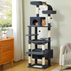 Large Multi-Level Cat Tree Tower | Indoor Cat Condo with Hammock & Scratching Posts