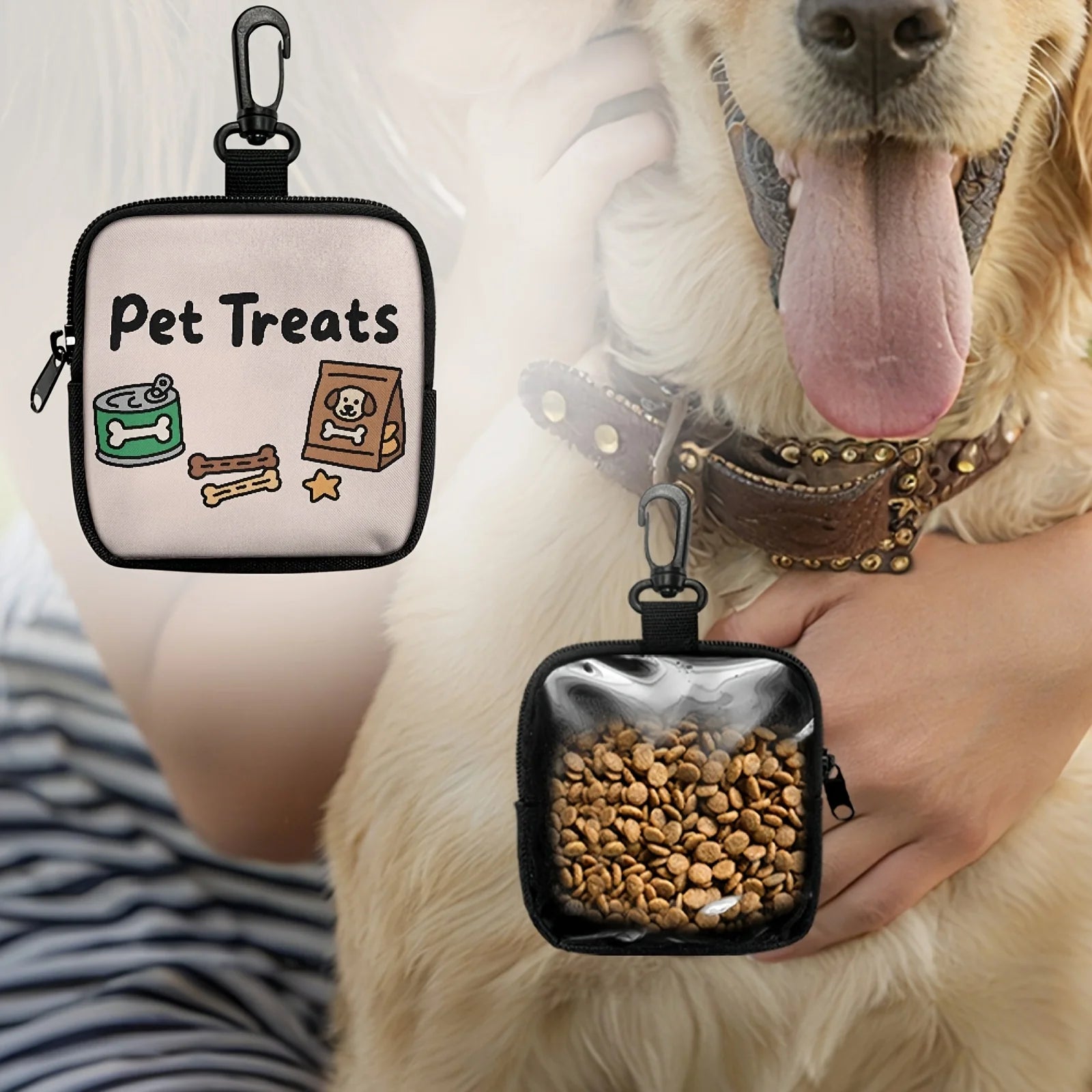 Dog Treat Training Bag | Portable Pouch with Hook & Zipper for Dog Walking