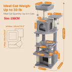 Large Multi-Level Cat Tree Tower | Indoor Cat Condo with Hammock & Scratching Posts
