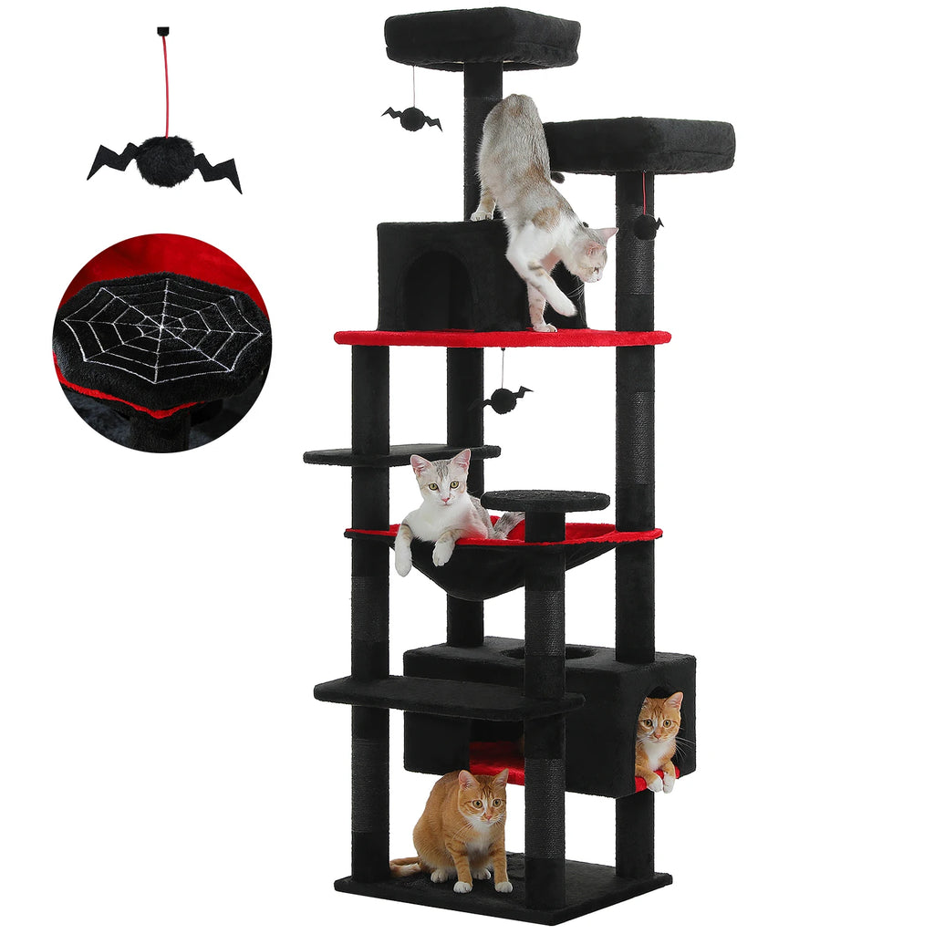 Large Multi-Level Cat Tree Tower | Indoor Cat Condo with Hammock & Scratching Posts