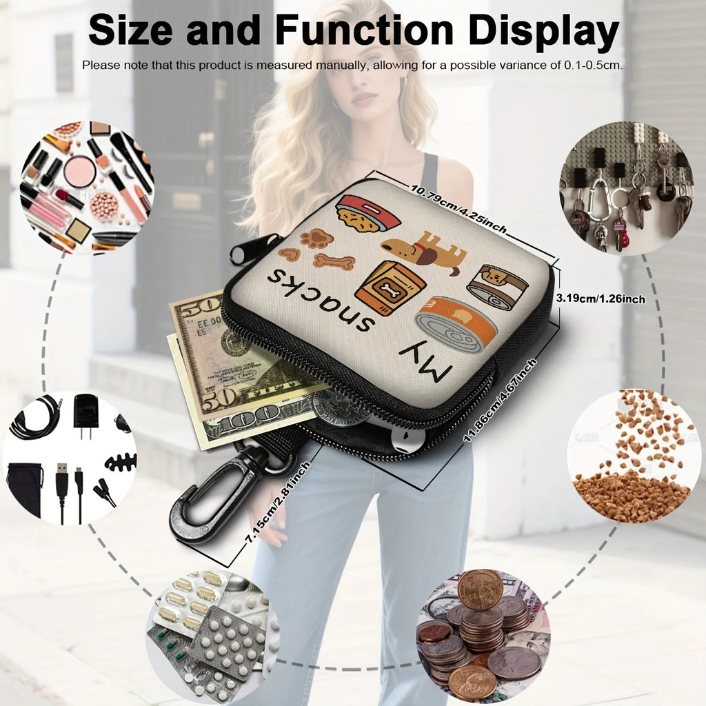 Dog Treat Training Bag | Portable Pouch with Hook & Zipper for Dog Walking