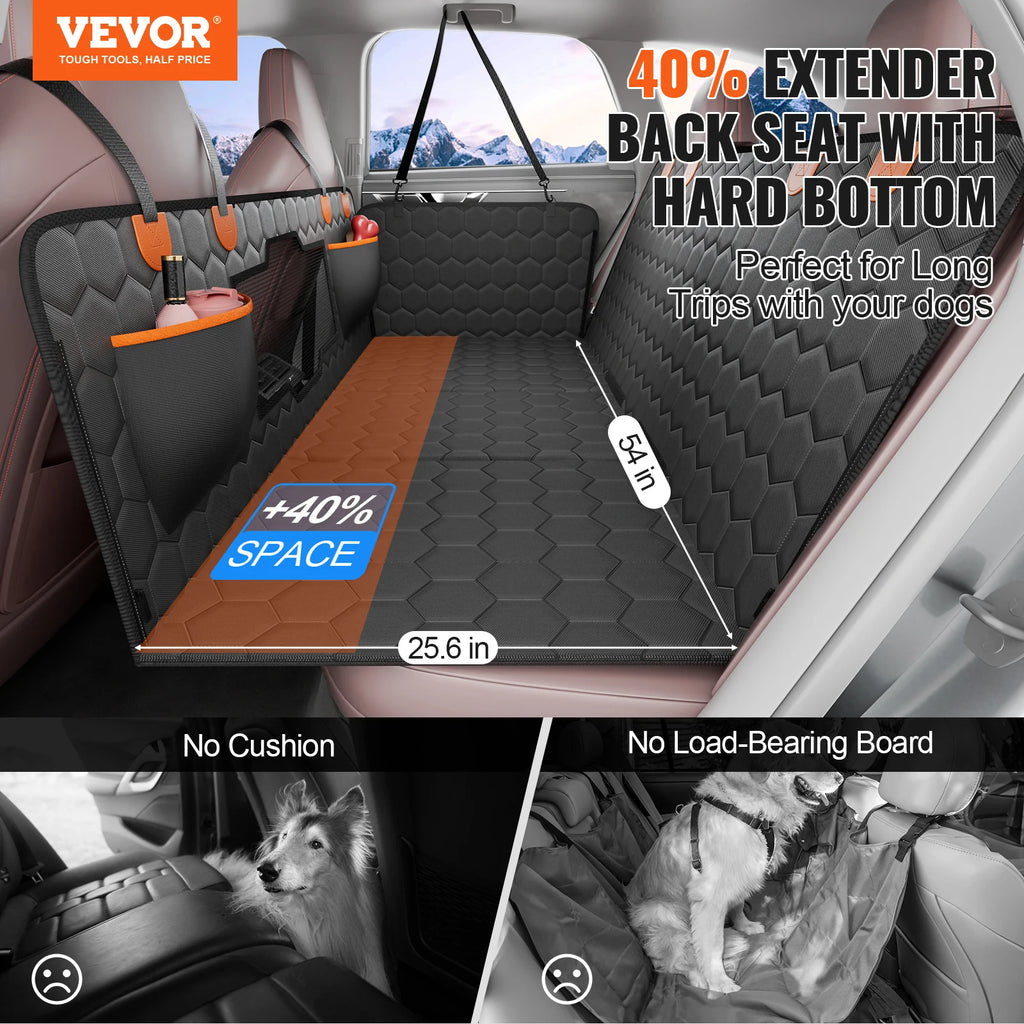 Dog Car Seat Cover & Back Seat Extender | Waterproof Hammock with Mesh Window