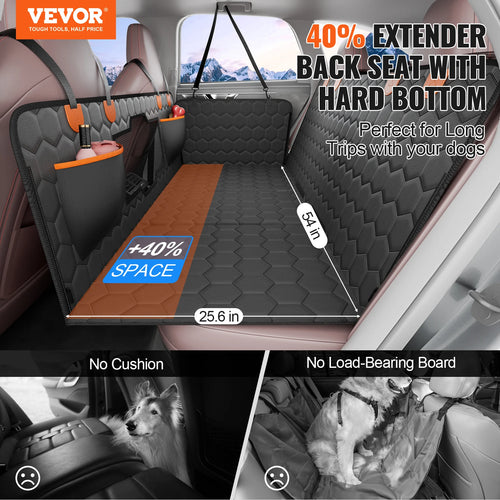 Dog Car Seat Cover & Back Seat Extender | Waterproof Hammock with Mesh Window