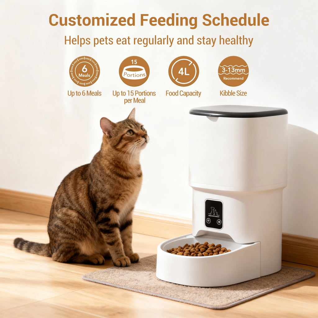 Programmable Automatic Pet Feeder | 4L Timer & Portion Control for Cats & Dogs