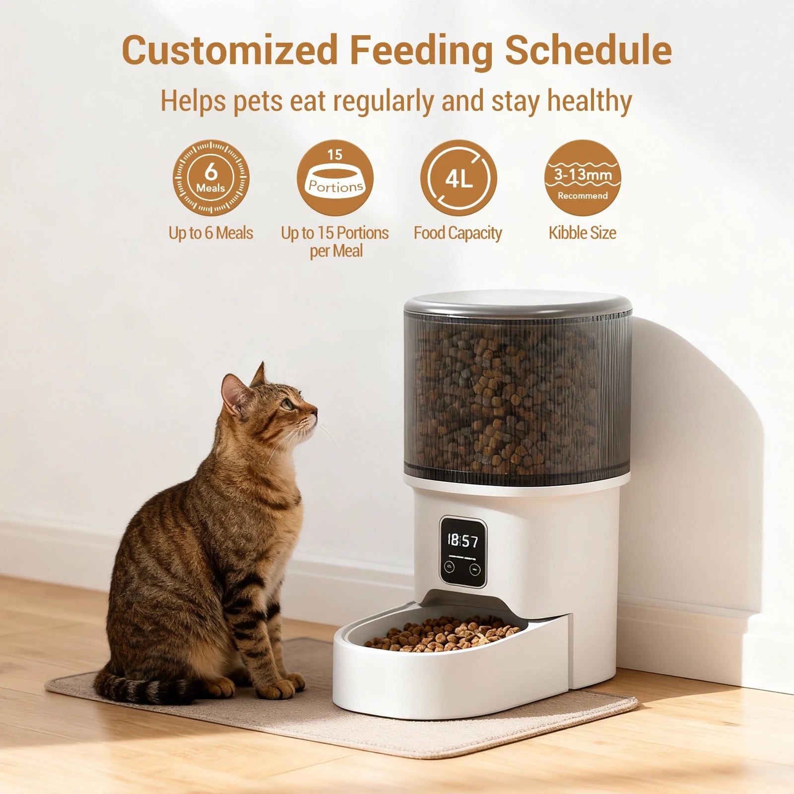 Programmable Automatic Pet Feeder | 4L Timer & Portion Control for Cats & Dogs