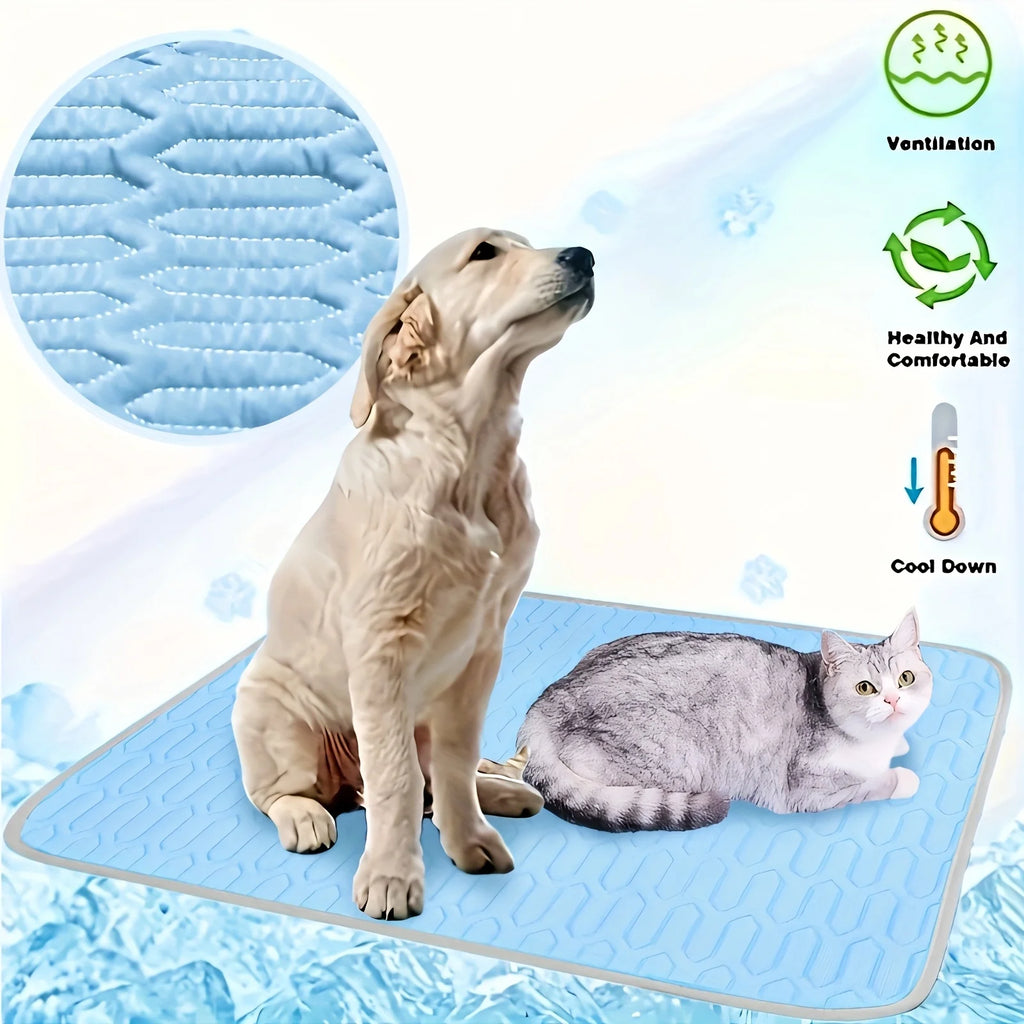 Premium Self-Cooling Ice Silk Pet Mat | Dogs & Cats Summer Cooling Pad