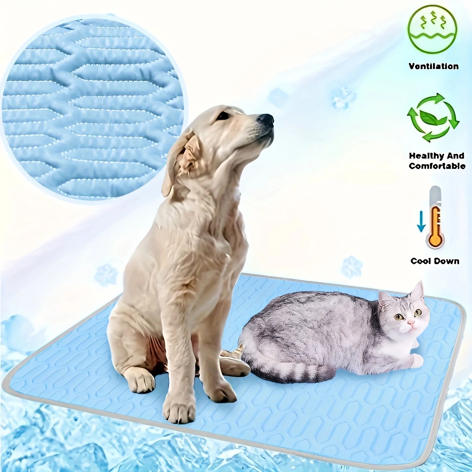 Premium Self-Cooling Ice Silk Pet Mat | Dogs & Cats Summer Cooling Pad