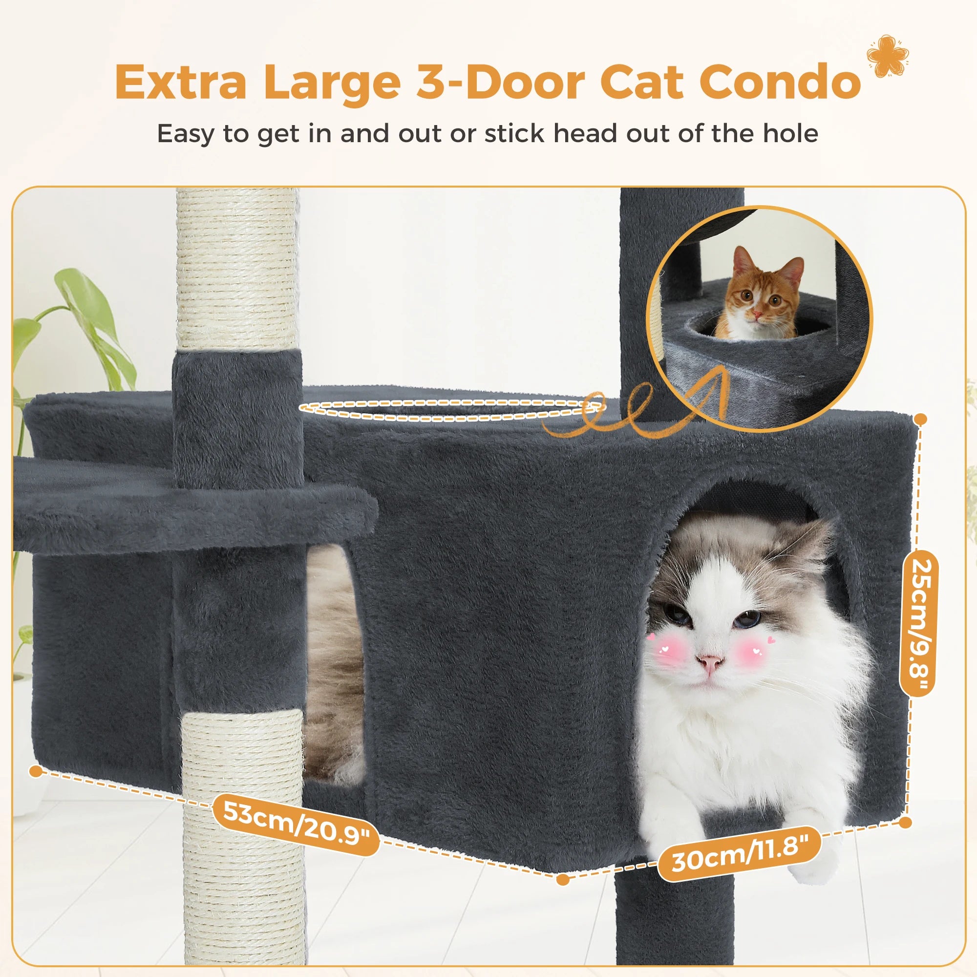 Large Multi-Level Cat Tree Tower | Indoor Cat Condo with Hammock & Scratching Posts