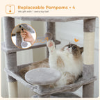 Large Multi-Level Cat Tree Tower | Indoor Cat Condo with Hammock & Scratching Posts