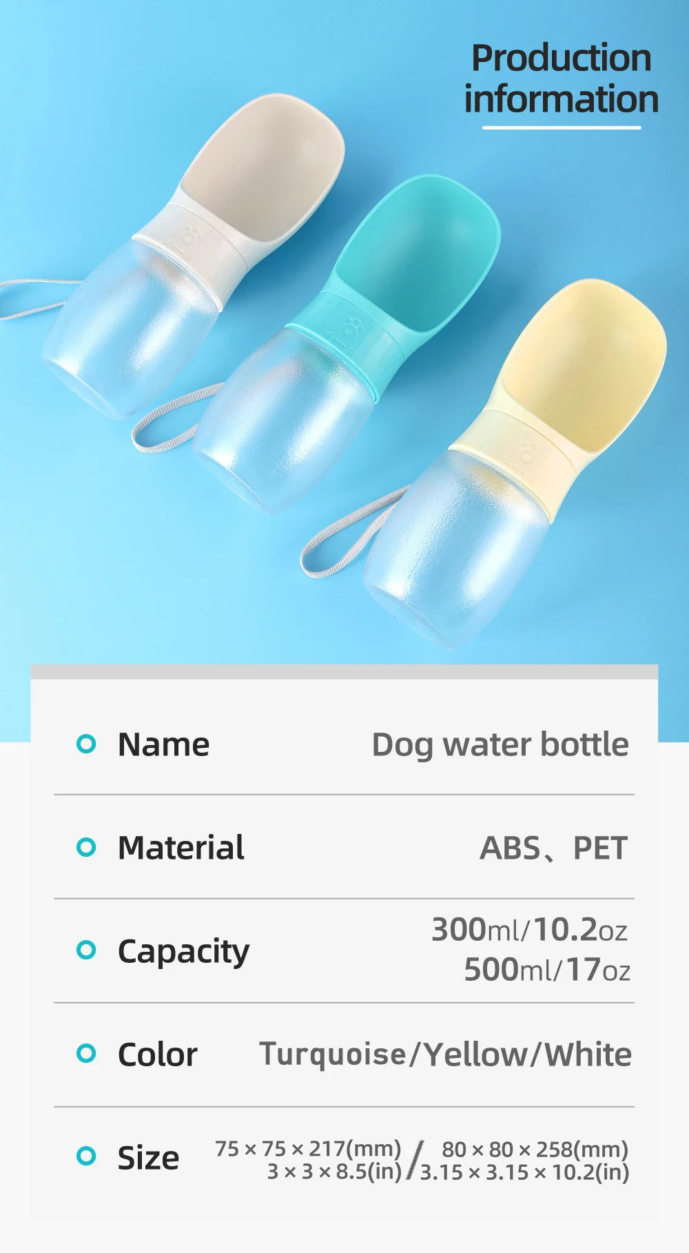Portable Dog Water Bottle | Travel Drinking Bowl for Dogs & Cats