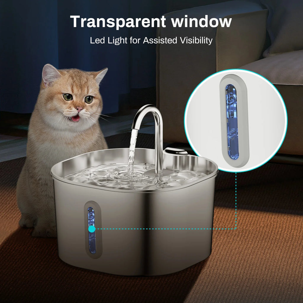 Stainless Steel Pet Water Fountain | Automatic Filtered Drinking Fountain for Cats & Dogs