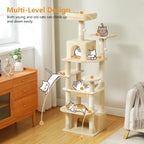 Large Multi-Level Cat Tree Tower | Indoor Cat Condo with Hammock & Scratching Posts