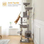 Large Multi-Level Cat Tree Tower | Indoor Cat Condo with Hammock & Scratching Posts