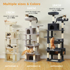 Large Multi-Level Cat Tree Tower | Indoor Cat Condo with Hammock & Scratching Posts
