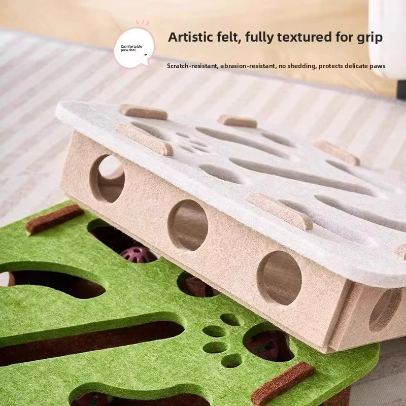 Interactive Cat Puzzle Box Toy | Felt Exercise & Entertainment for Indoor Cats