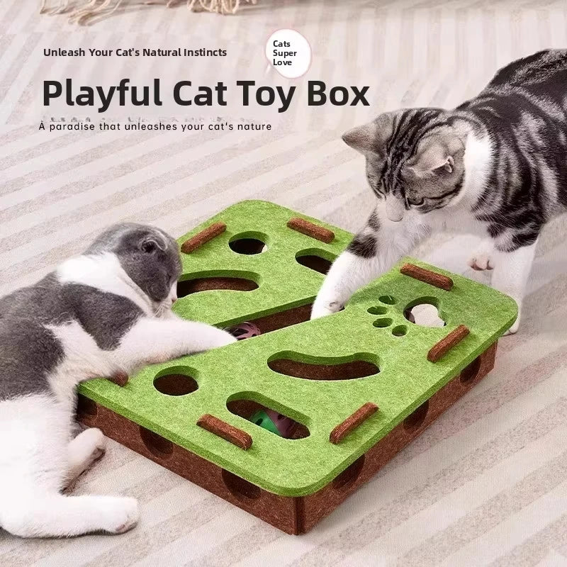 Interactive Cat Puzzle Box Toy | Felt Exercise & Entertainment for Indoor Cats